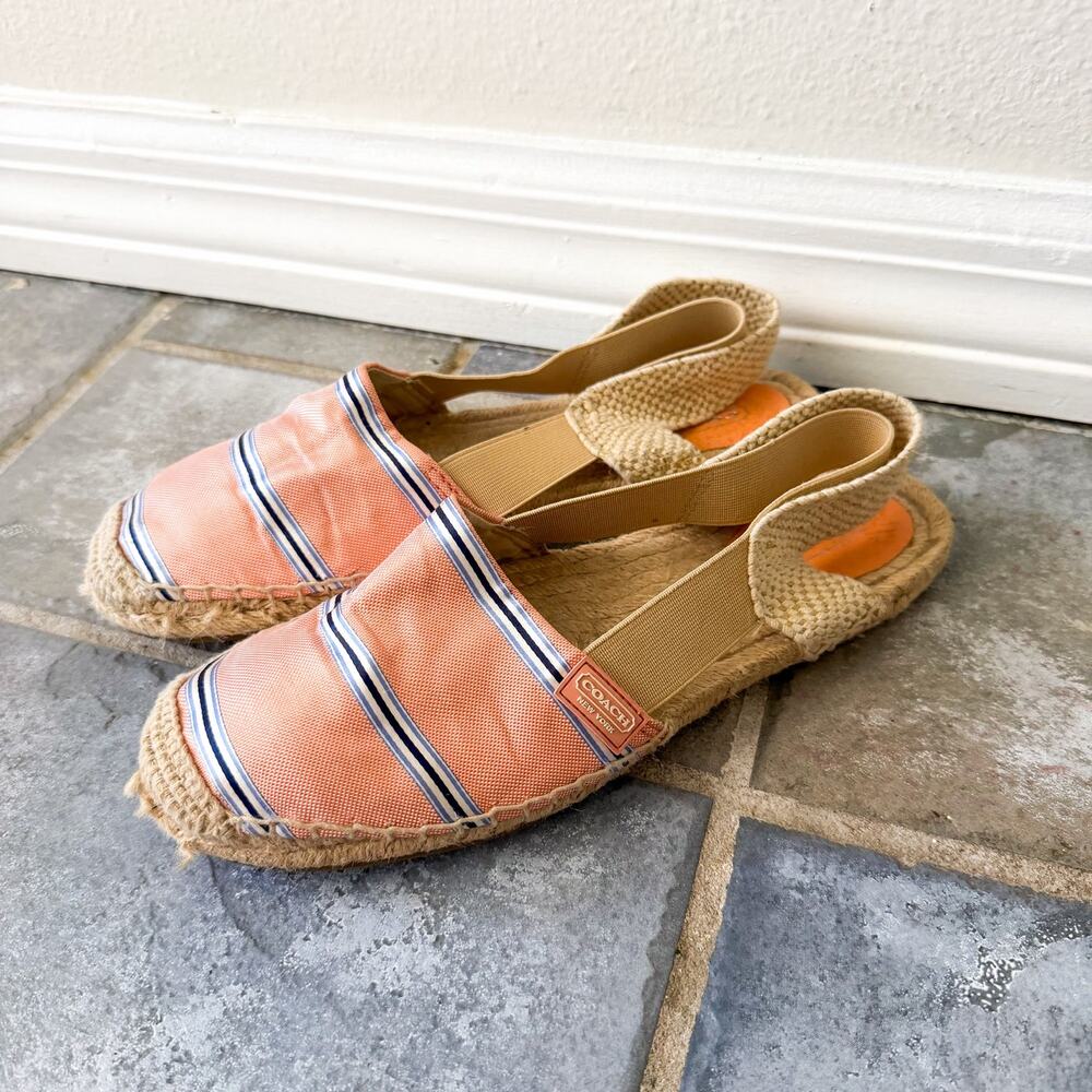 Coach Rayanne Espadrille Sandals Pink Stripe Slingback Size 8
